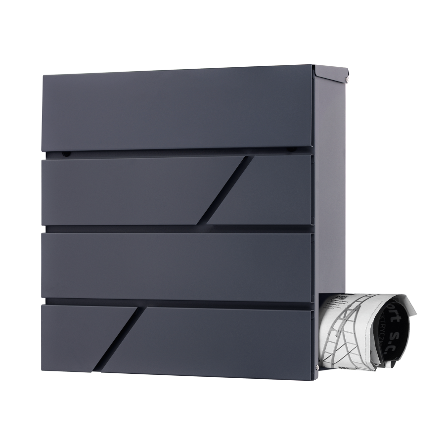 PALAWAN mailbox with newspaper holder, anthracite